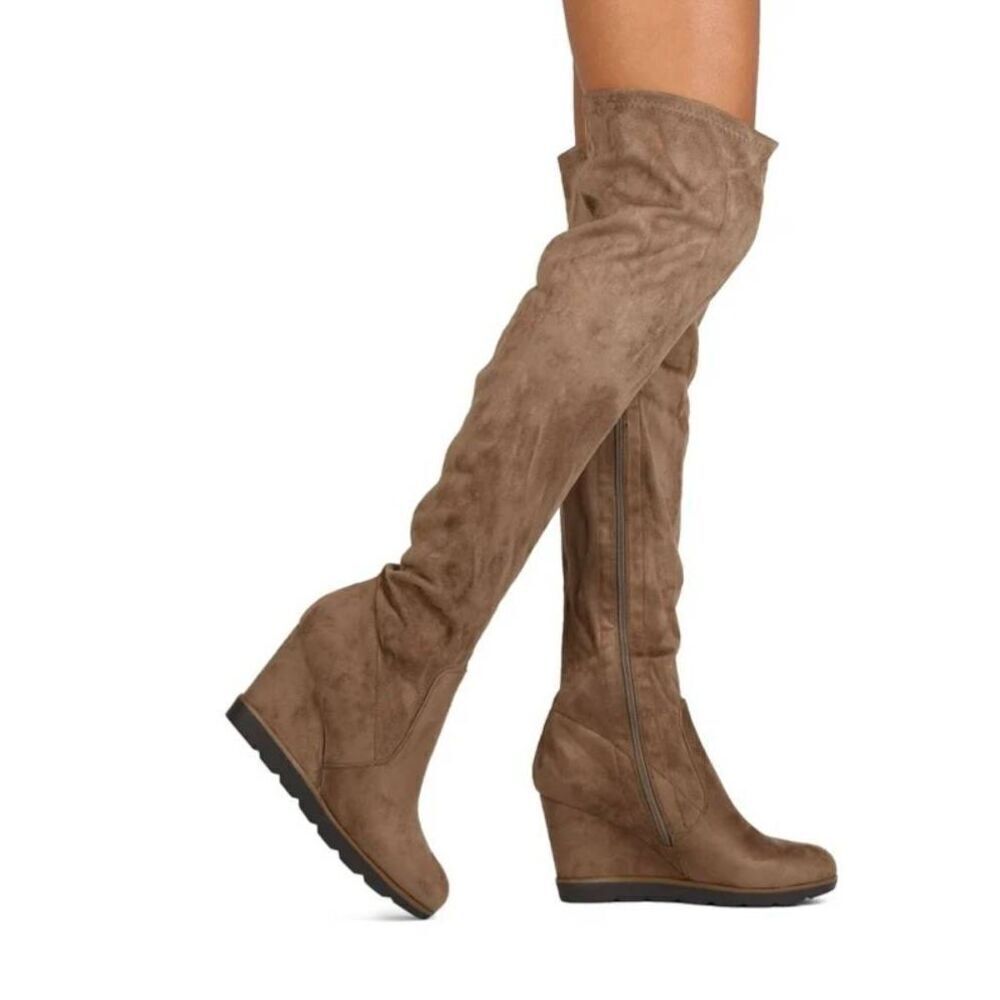 Betani Faux Suede OTK Boots - Picture 2 of 7